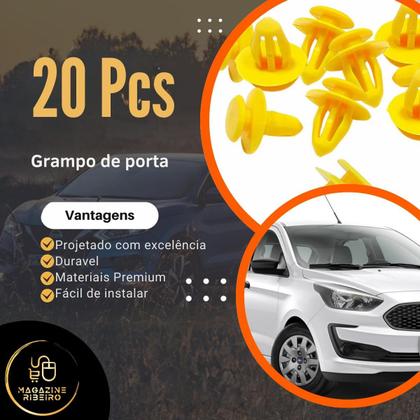 Imagem de Kit 20 Grampos Forro Porta Ford Ka Fiesta Ecosport Escort