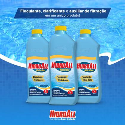 Imagem de Kit 20 Hidrofloc Tripla Ação Clarificante Floculante Hidroall 1L