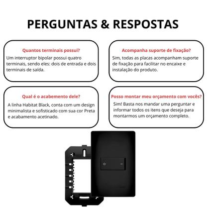 Imagem de Kit 20 Interruptor bipolar simples 20A - PRETO FAME HBK 4049