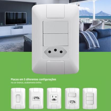 Imagem de Kit 20 Interruptor simples + 1 Tomada 10A Tramontina Aria
