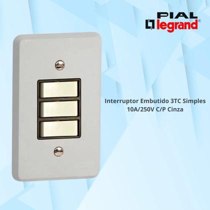 Imagem de Kit 20 Interruptor Simples Horizontal 10a/250v Cinza Pial
