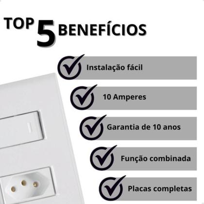 Imagem de Kit 20 Interruptor + Tomada 10A 4X2 Embutir Liz Tramontina