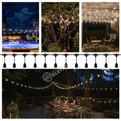 Imagem de Kit 20 Lâmpadas Decorativa + Extensão Varal De Luz 10 Metros Áreas Externas/Internas KIT017