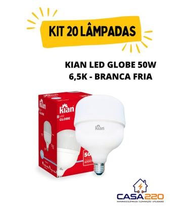 Kit 20 Lâmpadas Led 50W E27 6.500K Branca Fria Bivolt Kian Imagem de Kit 20 Lâmpadas Led 50W E27 6.500K Branca Fria Bivolt Kian