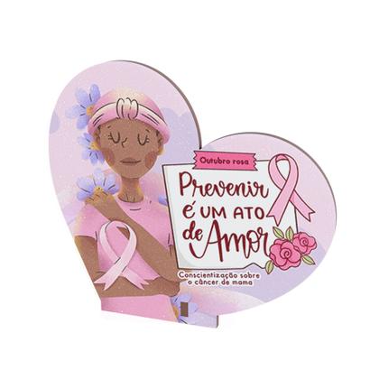 Imagem de Kit 20 Lembrancinhas Outubro Rosa MDF Coração Prevenção e Conscientização