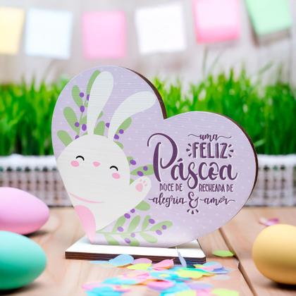 Imagem de Kit 20 Lembrancinhas Pascoa MDF Coracao Basico 8x3,5cm