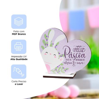 Imagem de Kit 20 Lembrancinhas Pascoa MDF Coracao Basico 8x3,5cm