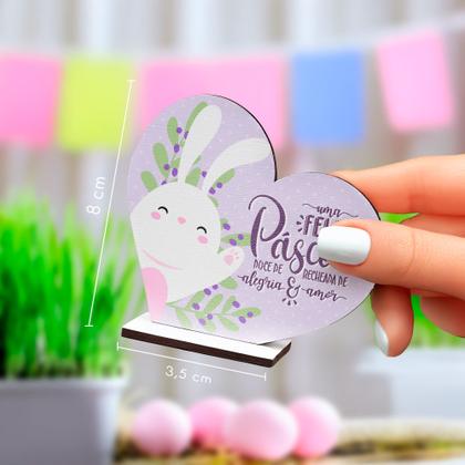 Imagem de Kit 20 Lembrancinhas Pascoa MDF Coracao Basico 8x3,5cm