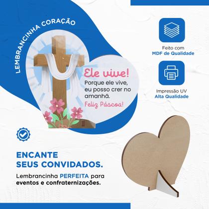 Imagem de Kit 20 Lembrancinhas Pascoa MDF Coracao Singelo