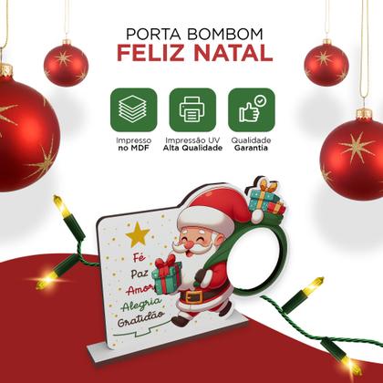 Imagem de Kit 20 Lembrancinhas Porta Bombom Papai Noel Feliz Natal Mdf