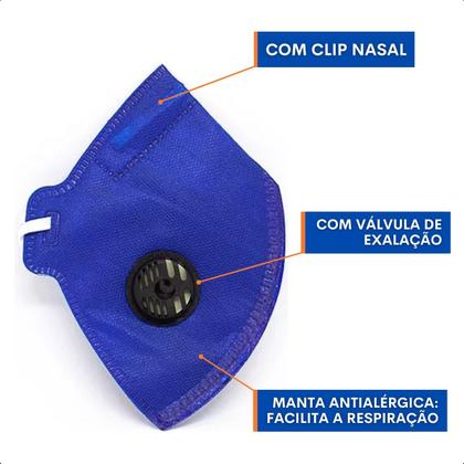 Imagem de Kit 20 Máscara Respirador Pff2 com Válvula Descartável Carvao Ativado Camper
