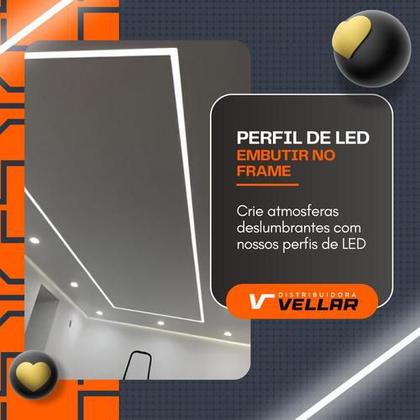 Imagem de Kit 20 Metros Perfil Led Embutir No Frame Duplo Iluminação