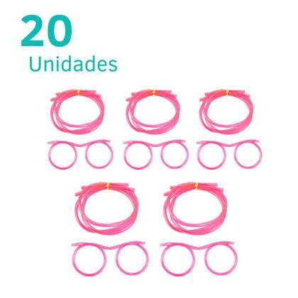 Imagem de Kit 20 Óculos Canudo Para Festa Lavável Colorido Sem Lente Brinde Aniversário