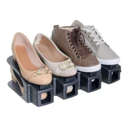 Imagem de kit 20 Organizador de Sapatos Tênis Saltos Calçados em Geral com Regulagem de Altura Top Preto