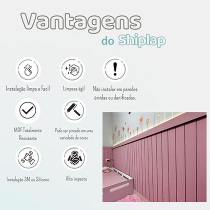 Imagem de Kit 20 Paineis Ripas Shiplap MDF CRU 3mm Decoração Moderna 3D Decorativo