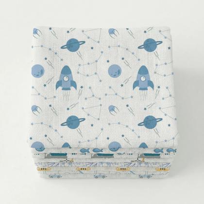 Imagem de Kit 20 Pano De Boca Fraldinha Luxo Estampada 35x35cm Comum Pacote 100% Algodão