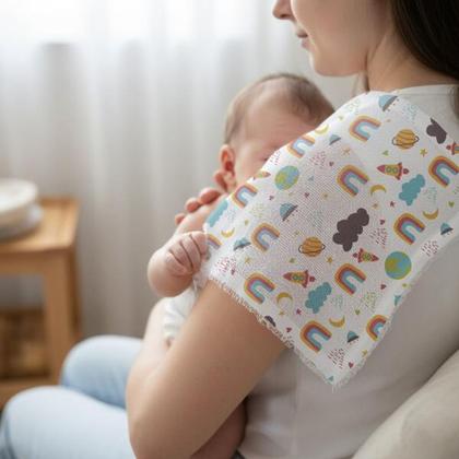 Imagem de Kit 20 Pano De Boca Fraldinha Luxo Estampada 35x35cm Comum Pacote 100% Algodão