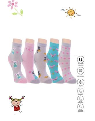 Imagem de Kit 20 Pares Meia Cano Longo Feminina Menina Infantil Infanto Juvenil linha Premium -Cores Sortidas Estampadas-