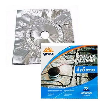 Imagem de Kit 20 Pc 240 Folhas Alumínio Protetor Fogão 4 e 6 Boca Wyda