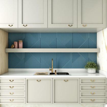 Imagem de Kit 20 Placas Painel Decorativa Ripado Revestimento Parede Decoração Flexivel Impermeavel 3d Pvc 5m²