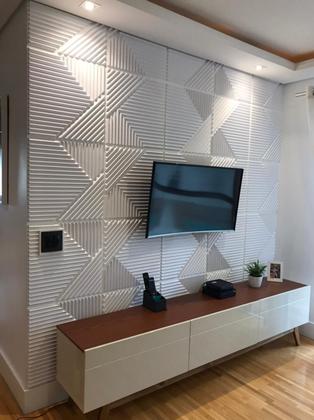 Imagem de Kit 20 Placas Painel Decorativa Ripado Revestimento Parede Decoração Flexivel Impermeavel 3d Pvc 5m²