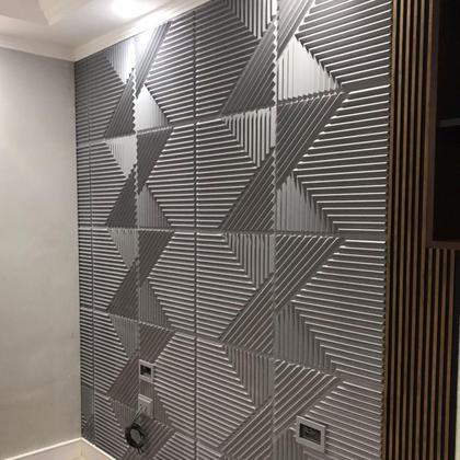 Imagem de Kit 20 Placas Painel Decorativa Ripado Revestimento Parede Decoração Flexivel Impermeavel 3d Pvc 5m²
