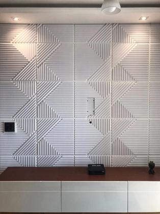 Imagem de Kit 20 Placas Painel Decorativa Ripado Revestimento Parede Decoração Flexivel Impermeavel 3d Pvc 5m²