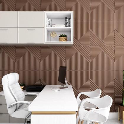 Imagem de Kit 20 Placas Painel Decorativa Ripado Revestimento Parede Decoração Flexivel Impermeavel 3d Pvc 5m²