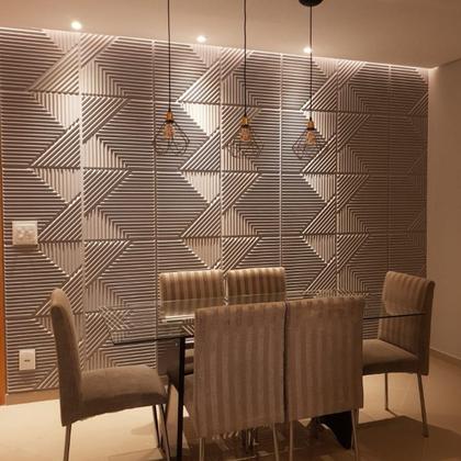 Imagem de Kit 20 Placas Painel Decorativa Ripado Revestimento Parede Decoração Flexivel Impermeavel 3d Pvc 5m²