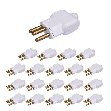 Kit 20 Plug Macho 10A 2P+T 250V Pino Prensa Bipolar Ilumi Imagem de Kit 20 Plug Macho 10A 2P+T 250V Pino Prensa Bipolar Ilumi