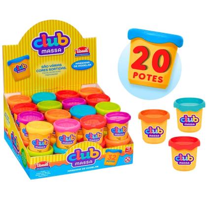 Imagem de Kit 20 Potes Potinho De Massinha Massa De Modelar Atóxicas Cores Sortidas