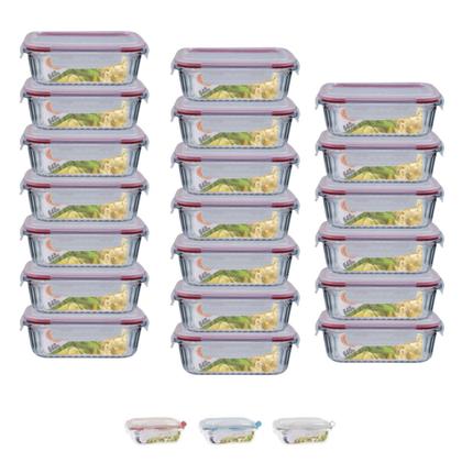 Imagem de Kit 20 Potes Retangular 4 Travas Marmita Canelado 640ml