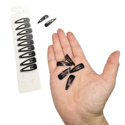 Imagem de Kit 20 Presilhas Cabelo Tic Tac 3cm pretas adulto/ infantil