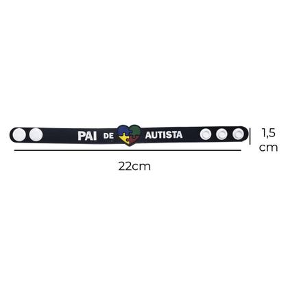 Imagem de Kit 20 pulseiras emborrachada 22cm com regulagem pai e mãe de autista identificação autismo