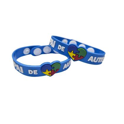 Imagem de Kit 20 pulseiras emborrachada 22cm com regulagem pai e mãe de autista identificação autismo