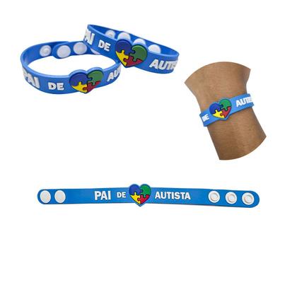 Imagem de Kit 20 pulseiras emborrachada 22cm com regulagem pai e mãe de autista identificação autismo