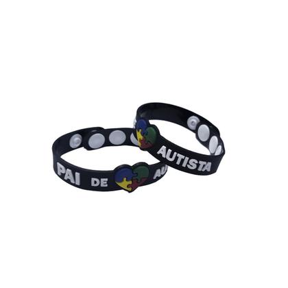 Imagem de Kit 20 pulseiras emborrachada 22cm com regulagem pai e mãe de autista identificação autismo