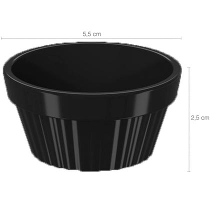 Imagem de Kit 20 Ramekin 30ml Molho Maionese Shoyu Restaurante Preto Ramequim Oriental Uno Coza Canelado