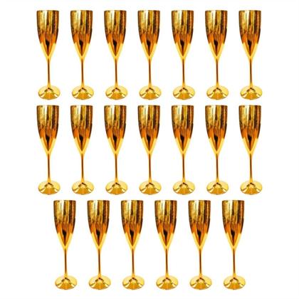 Imagem de Kit 20 Taça Metalizada Champagne Acrílico Decorativo Festa Dourado 180ml