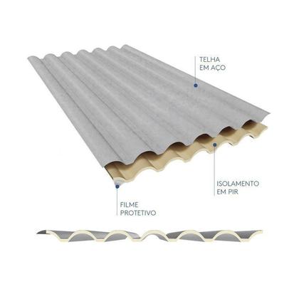 Imagem de Kit 20 Telhas Sanduiche Ondulada sem Forro 244cm X 100cm X 1,5cm com Isolamento Térmico em Pir - Kingspan
