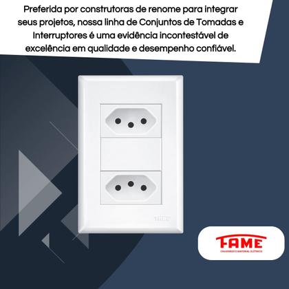 Imagem de Kit 20 Tomada Dupla 4x2 10a Branco Evidence - Fame