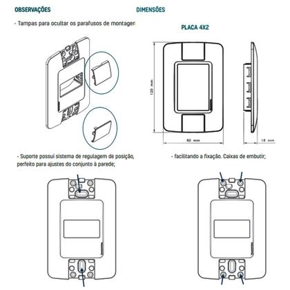 Imagem de Kit 20 Tomada Simples 10a Aria Placa 4x2 Branco Tramontina
