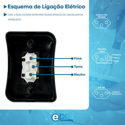 Imagem de Kit 20 Tomada Simples 2p+t 10A Externo Com Placa Sobrepor Espelho Black Linha Viena 127v e 250v Bivolt