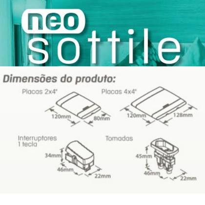 Imagem de Kit 20 Tomadas 10a Branca + 5 Interruptor Tecla Simples 4x2 Neo Sottile Kit 25 Peças