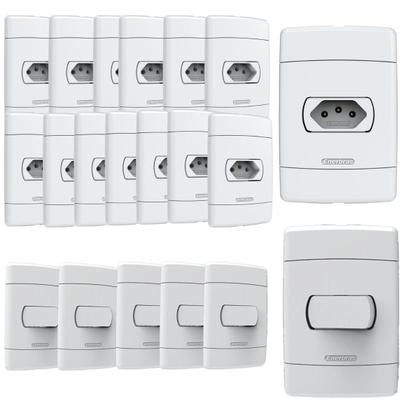 Imagem de Kit 20 Tomadas 10a Branca + 5 Interruptor Tecla Simples 4x2 Neo Sottile Kit 25 Peças