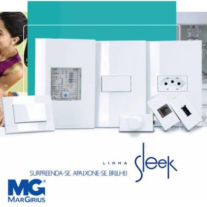Imagem de Kit 20 Tomadas e Interruptores Sleek 4x2 Branca Completa - Margirius
