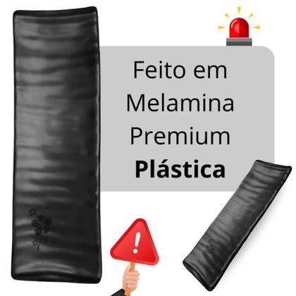 Imagem de Kit 20 Travessa Pratos Estriada para Sushi e Sashimi em Melamina Preta Bestfer