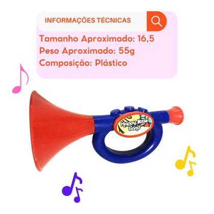 Imagem de Kit 20 Trompete Corneta Brinquedo Sonoro Educativo Sopro Instrumento Musicais Infantil