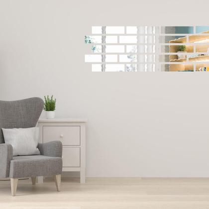 Imagem de Kit 20 Un. Espelho Flexível Decorativo 30x7,5cm Retangulo Brick