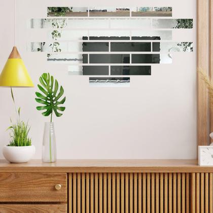 Imagem de Kit 20 Un. Espelho Flexível Decorativo 30x7,5cm Retangulo Brick